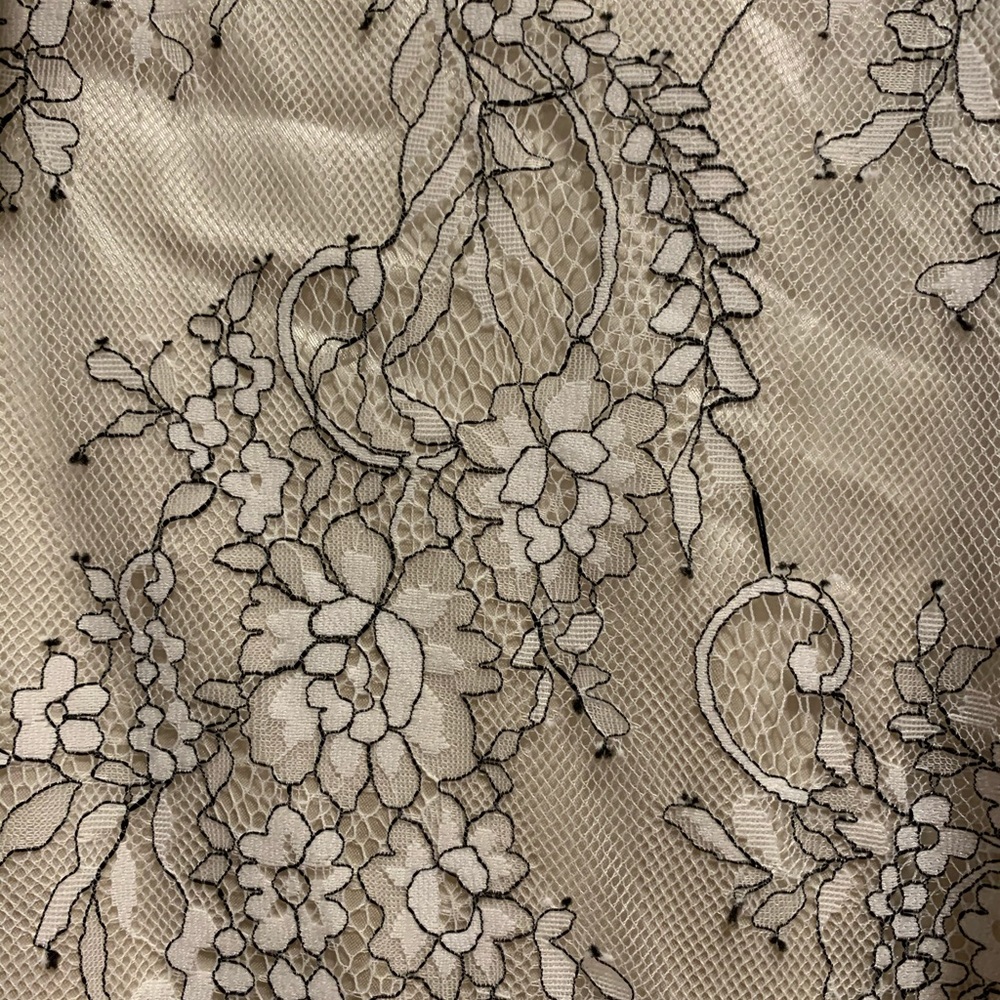 beautiful satin ivory shirt w white and black lace - Picture 4 of 6